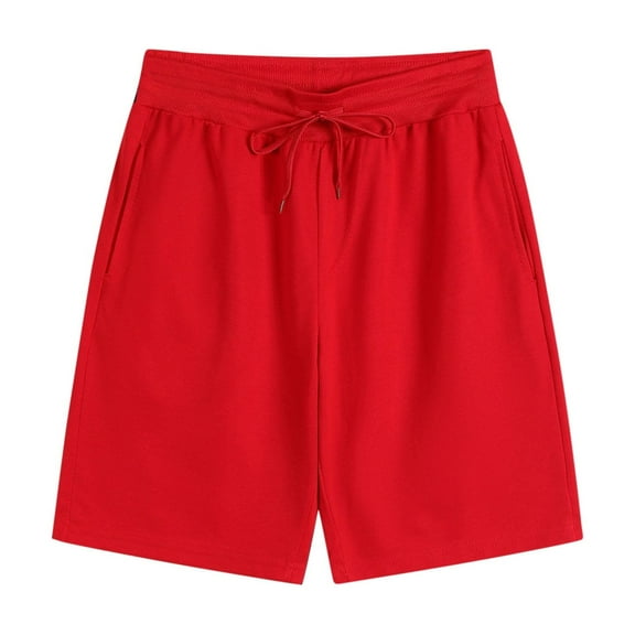 Jalioing Summer Athletic Sweat Shorts for Men Solid Color Loose Running Shorts Drawstring Waist Sport Shorts with Pocket