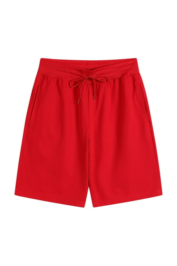 Summer Athletic Sweat Shorts for Men Solid Color Loose Running Shorts Drawstring Waist Sport Shorts with Pocket