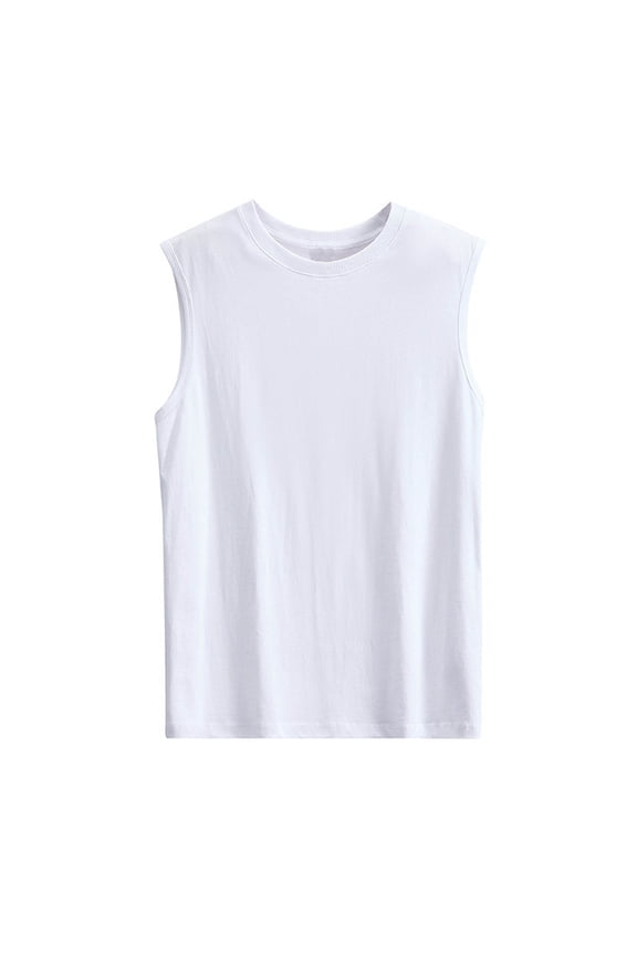 Summer Basic Tank Tops for Men Cotton Crew Neck Sleeveless Casual Shirts Solid Color Classic T Shirt