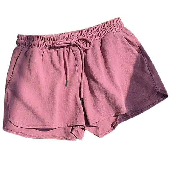 Jalioing Summer Drawstring Shorts for Women Elastic Waist Casual Basic Short Pants Solid Color Loose Shorts with Pocket