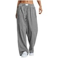 thumbnail image 1 of Jalioing Summer Pajama Pants for Women Elastic Waist Loose Plaid Lounge Pants with Pocket Casual Sleepwear, 1 of 7