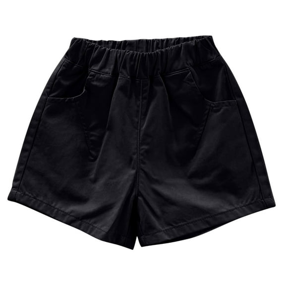 Jalioing Summer Shorts for Kids Solid Color Basic Lounge Cargo Shorts Boys Girls Elastic Waist Loose Cotton Shorts