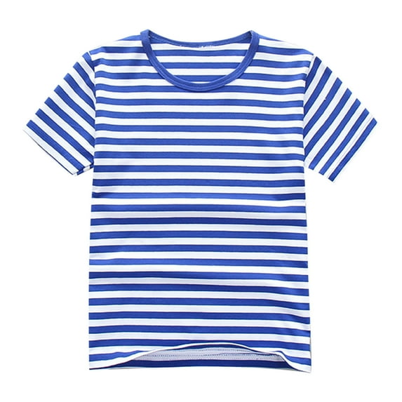 Jalioing Summer T Shirt Kids Cotton Short Sleeve Crew Neck Striped Tee Shirt Boys Girls Casual Athletic Tops