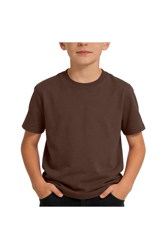 Summer T Shirt for Kids Classic Plain Short Sleeve Crew Neck Tee Shirt Boys Girls Casual Cotton Tops 2-15 Years