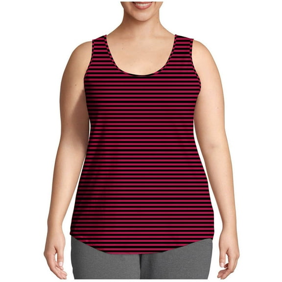 Jalioing Summer Tank Tops for Women Striped Sleeveless Plus Size Shirts Casual Oversized Crew Neck T Shirts