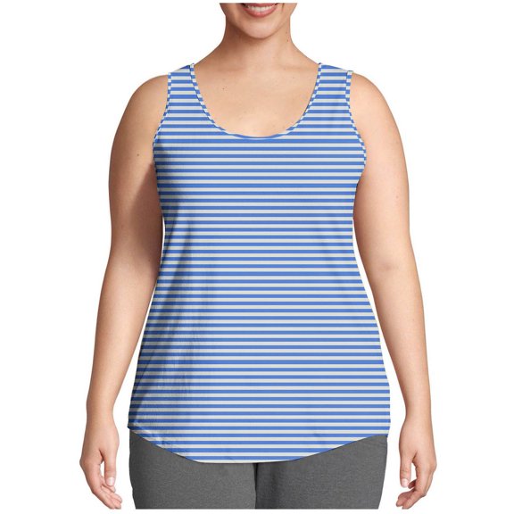 Jalioing Summer Tank Tops for Women Striped Sleeveless Plus Size Shirts Casual Oversized Crew Neck T Shirts
