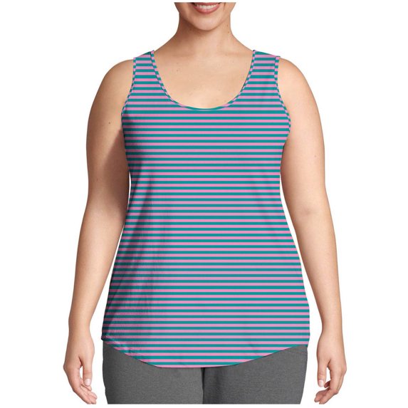 Jalioing Summer Tank Tops for Women Striped Sleeveless Plus Size Shirts Casual Oversized Crew Neck T Shirts