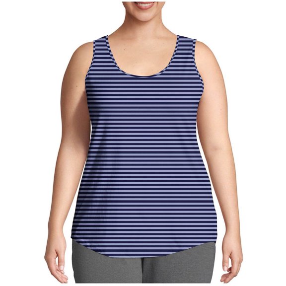 Jalioing Summer Tank Tops for Women Striped Sleeveless Plus Size Shirts Casual Oversized Crew Neck T Shirts