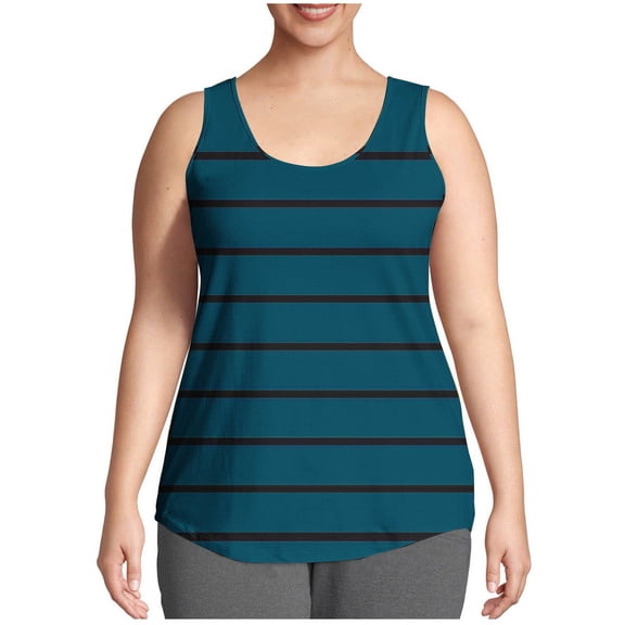 Jalioing Summer Tank Tops for Women Striped Sleeveless Plus Size Shirts Casual Oversized Crew Neck T Shirts