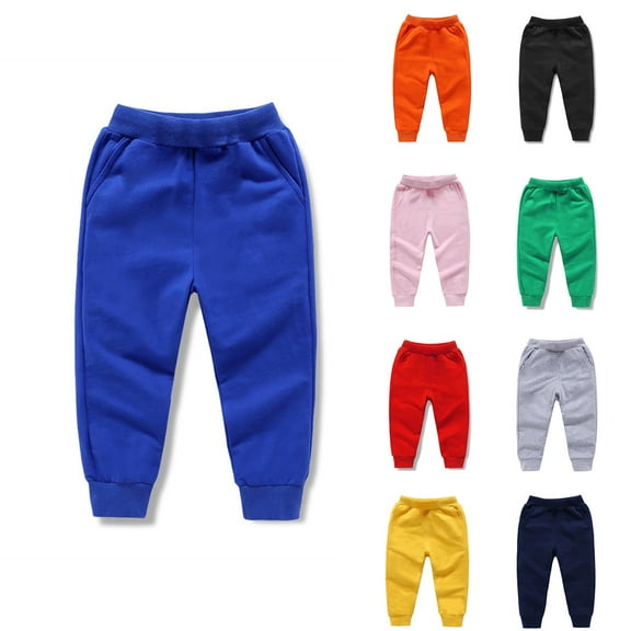 Jalioing Kids Sweatpants Casual Solid Color Elastic Waist Jogger Pants Toddler Boys Girls Athleitc Pants with Pocket 1-10 Years