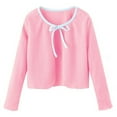 thumbnail image 1 of Jalioing Sweater Cardigan for Girls Long Sleeve Crew Neck Open Front Sweaters Ribbed Knit Cute Tops for Kids, 1 of 3