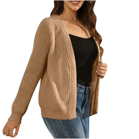 Jalioing Sweater for Women Long Sleeve Oversized Sweaters Fall Winter Open Front Knit Cardigan