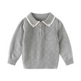 thumbnail image 1 of Jalioing Sweaters for Kids Casual Dressy Long Sleeve Quarter Zip Collared Sweater Tops Solid Ribbed Knitted Shirts, 1 of 7