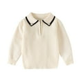 thumbnail image 1 of Jalioing Sweaters for Kids Casual Dressy Long Sleeve Quarter Zip Collared Sweater Tops Solid Ribbed Knitted Shirts, 1 of 7