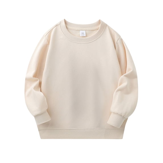 Jalioing Sweatshirt for Kids Casual Basic Crew Neck Long Sleeve Plain Pullover Tops Lightweight Sport Shirts 2-11 Years