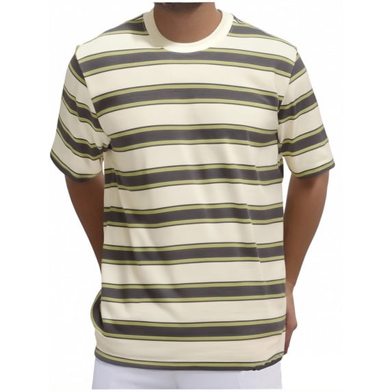 Jalioing Summer Casual T Shirt for Men Classic Short Sleeve Crew Neck Striped Tee Shirt Vintage Fashion Tops