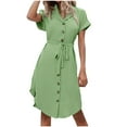 thumbnail image 1 of Jalioing T Shirt Dress Women Button down Lapel Sundress Casual Summer Short Sleeve Midi Dresses, 1 of 9