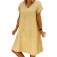 Jalioing TShirt Dresses for Women Cotton Linen Plus Size Dress Summer