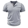 thumbnail image 1 of Jalioing T-Shirt Top for Men Casual Short Sleeved Tee Shirt Quarter Button Crew Neck Basic Pullover Top (Large, Gray), 1 of 7