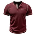 thumbnail image 1 of Jalioing T-Shirt Top for Men Casual Short Sleeved Tee Shirt Quarter Button Crew Neck Basic Pullover Top (XX-Large, Wine), 1 of 5