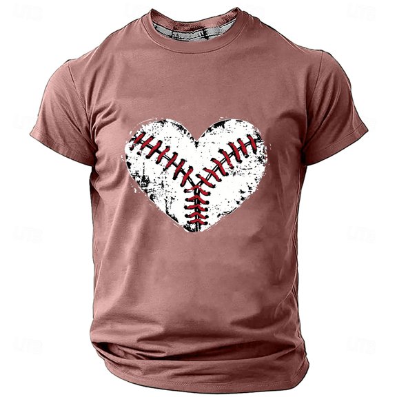 Jalioing T Shirt for Men Short Sleeve Classic Graphic Tee Baseball Print Casual Crew Neck Summer Pullover Shirt