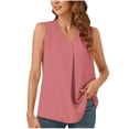 thumbnail image 1 of Lmnyox Tank Shirts for Women Pleated Front Sleeveless Dressy Tops Summer V Neck Casual Loose Work Shirts, 1 of 4