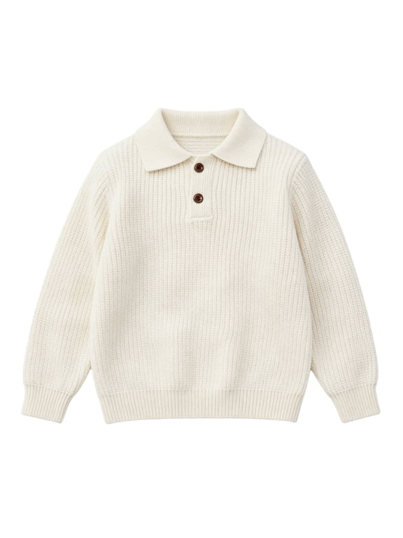 Teen Boys Sweater Tops Solid Long Sleeve Button Collared Sweaters Casual Dressy Knitted School Uniform Shirts