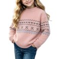 thumbnail image 1 of Jalioing Teen Girls Crew Neck Sweaters Fashion Long Sleeve Graphic Sweater Pullover Winter Casual Knitted Tops 9-15 Years, 1 of 6
