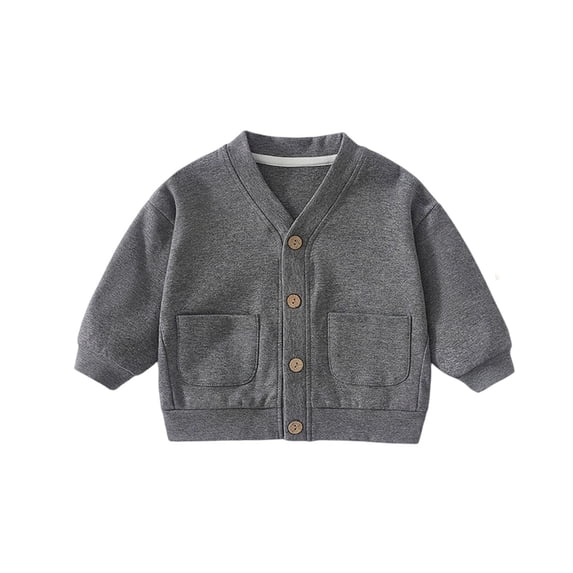 Jalioing Toddler Baby Cardigans Solid Long Sleeve V Neck Button Down Cardigan Comfy Casual Texture Outerwear with Pocket