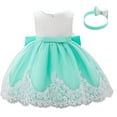 thumbnail image 1 of Jalioing Toddler Baby Girls Puffy Dress Sleeveless Bowknot Cake Skirt Birthday Party Cute Dresses 0-24 Months (0-6 Months, Green), 1 of 9