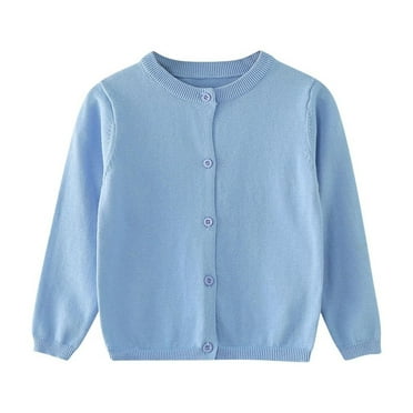 Jalioing Toddler Baby's Knitted Cardigan Button Down Crew Neck Sweaters Solid Color Classic Sweater Outerwear