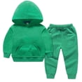 thumbnail image 1 of Jalioing Toddler Boys Girls Hoodies Sweatshirt 2Pcs Set Fall Winter Long Sleeve Solid Color Tops Pants with Pocket Fashion Outfit, 1 of 5
