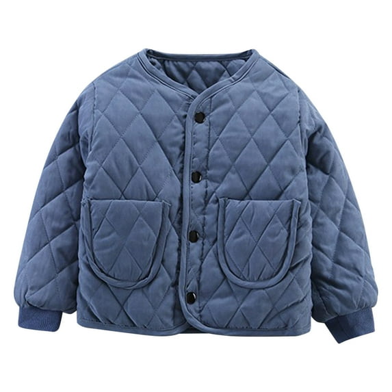 Jalioing Toddler Boys Girls Quilted Jacket Winter Button Down Coat Solid Color Thermal Jacket Kids Warm Coat