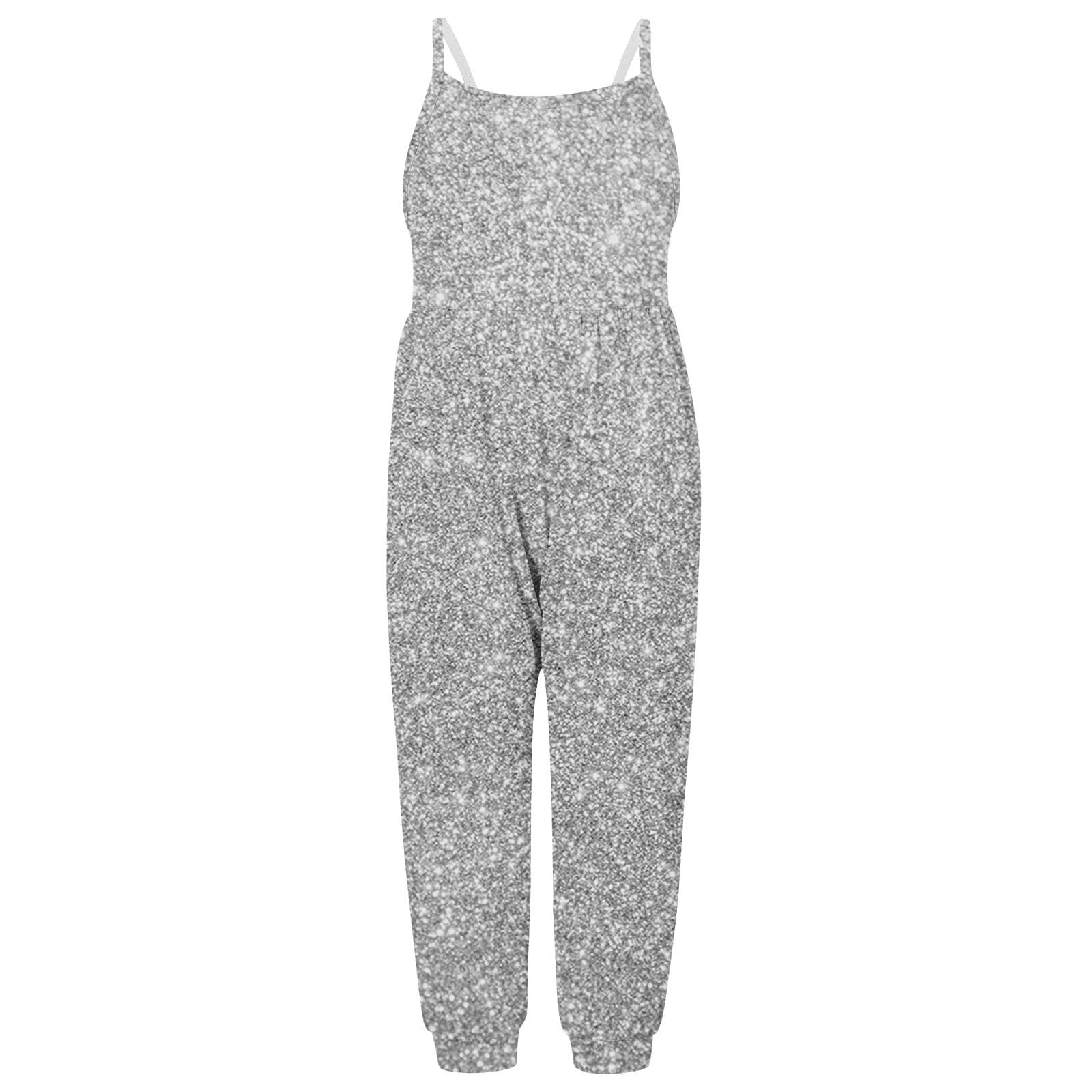 Jalioing Toddler Girls Overalls Jumpsuit Sparkly Strappy Sleeveless Cami Sparkle Trendy Baby Girl s Bosysuit