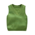 thumbnail image 1 of Jalioing Toddler Girls Sleeveless Sweater Spring Knitted Vest Solid Color V-Neck Kids Baby Crochet Tops (18-24 Months, Green), 1 of 4