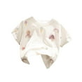 thumbnail image 1 of Jalioing Toddler Girls Summer Tops Floral Embroidery Short Sleeve Tee Shirt Cute Cotton T Shirts for Kids, 1 of 7