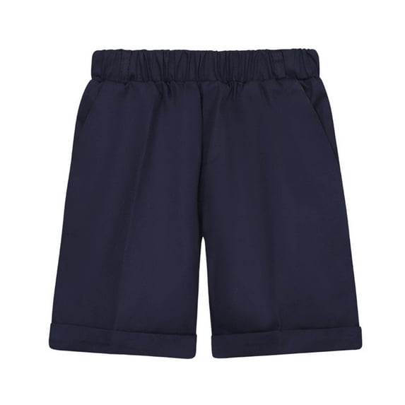 Jalioing Toddler Kids Big Boys Suit Shorts Summer School Uniform Short Pant Solid Color Loose Dress Pants (11-12 Years, Dark Blue)