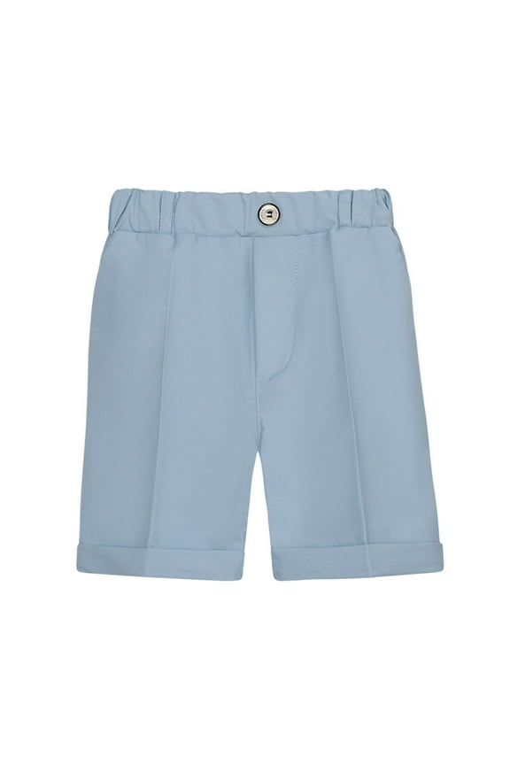 Toddler Kids Big Boys Suit Shorts Summer School Uniform Short Pant Solid Color Loose Dress Pants (18-24 Months, Light Blue)