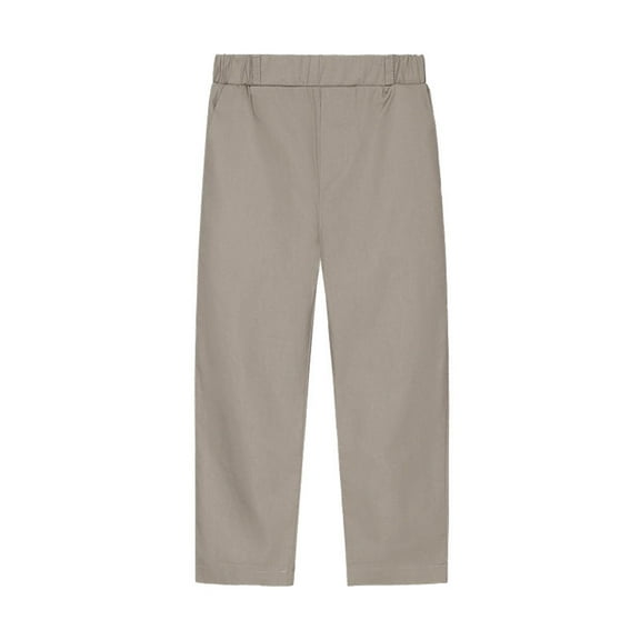 Jalioing Toddler Kids Boys Suit Pant School Uniform Dress Pants Solid Color Straight Leg Dressy Trousers (3-4 Years, Khaki)