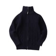 thumbnail image 1 of Jalioing Toddler Kids Boys Sweater Fall Winter Stand Collar Outwear Warmth Cable Knit Coat, 1 of 2