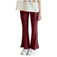 thumbnail image 1 of Jalioing Toddler Kids Flare Leggings Girls Cute Solid Yoga Tights Pants Ribbed Stretchy Cotton Leggings, 1 of 5
