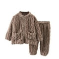 thumbnail image 1 of Jalioing Toddler Kids Fuzzy Lounge Set Thick Warm Fleece Shirt Pants Set Boys Girls Long Sleeve Loungewear, 1 of 3
