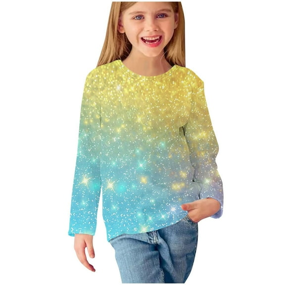 Jalioing Toddler Kids Long Sleeve Print Shirts Boys Girls Crew Neck Fashion T Shirts Spring Casual Pullover Tops