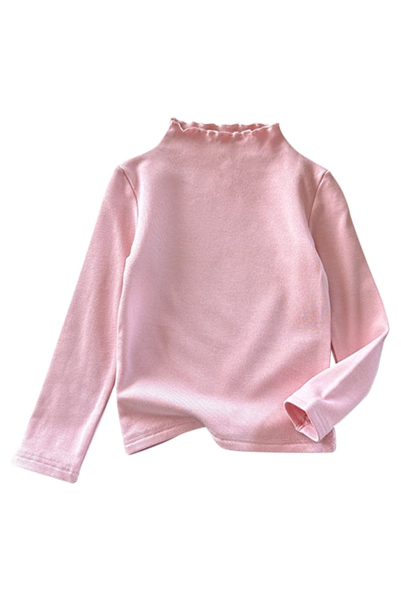 Toddler Kids Long Sleeve Shirt Lightweight Ruffle Mock Neck Basic Tops Little Boys Girls Spring Fall Undershirt