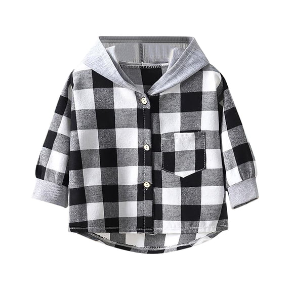 Jalioing Toddler Kids Plaid Outwear Fall Winter Long Sleeve Jacket Button down Child Boys Casual Coat