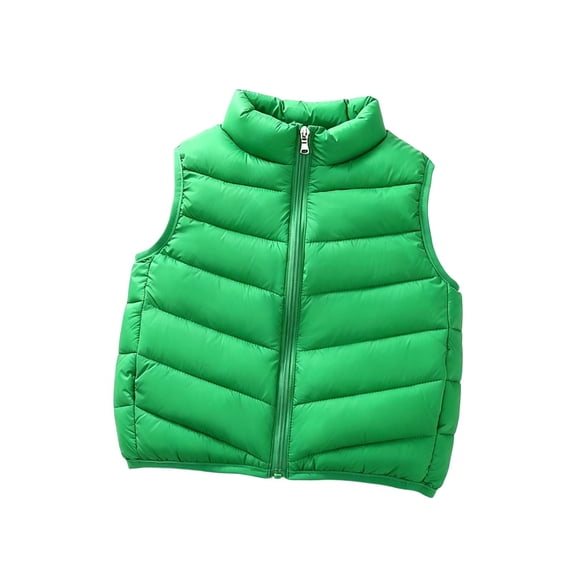 Jalioing Toddler Kids Puffer Vest Solid Color Zipper Up Stand Collar Sleeveless Puffy Coat Lightweight Thermal Outerwear
