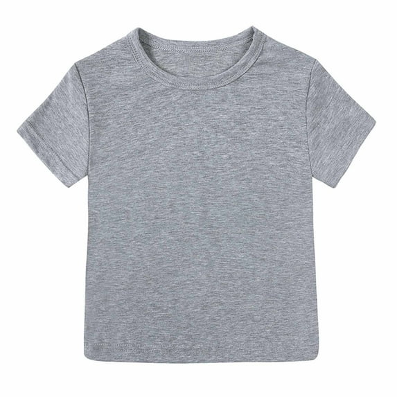 Jalioing Toddler Kids Short Sleeve T Shirt Solid Color Basic Loose Crew Neck Tees Tops Boys Girls Casual Undershirt
