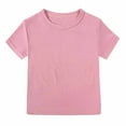 thumbnail image 1 of Jalioing Toddler Kids Short Sleeve T Shirt Solid Color Basic Loose Crew Neck Tees Tops Boys Girls Casual Undershirt, 1 of 9