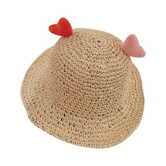 Jalioing Toddler Kids Straw Hat Short Brim Sun Protection Cute Hat Boys Girls Summer Beach Sun Hat Packable