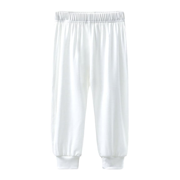 Jalioing Toddler Kids Summer Slacks Elastic Waist Comfy Joggers 1-10 Years Girls Boys Casual Loose Long Pants